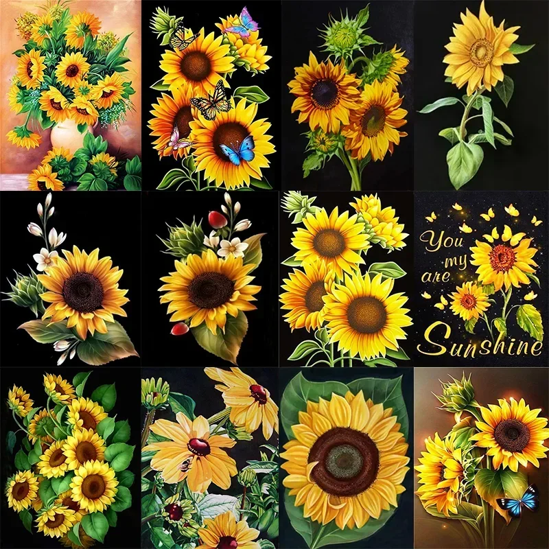 Картина из страз Подсолнух 5D вышивка своими руками Полная работа искусство на