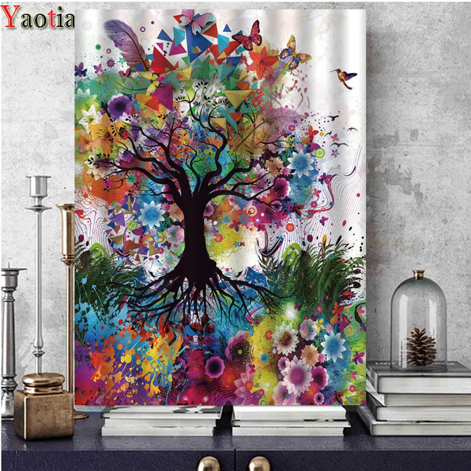 

Красочное Дерево жизни пейзаж 5D Набор для алмазной живописи Стразы Вышивка крестиком полная Алмазная мозаика домашний Декор подарок