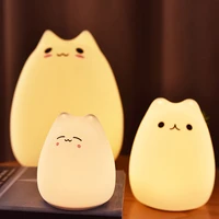 led nightlight cat light usb rechargeable soft silicone gift color changing kids nightlight for baby girls bedroom lights
