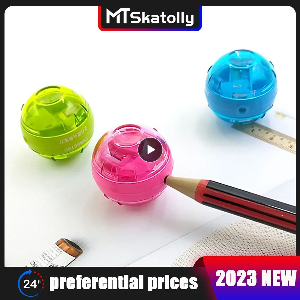 

Double Hole Pencil Sharpener Easy And Labor-saving Candy Colors Sharpener Closed Lid Design Moderate Thickness Pencil Sharpener