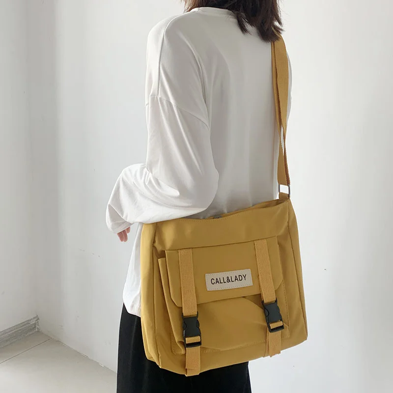 

Холщовая женская сумка-мессенджер, корейские большие сумки через плечо для студентов, нейлоновая тканевая сумка для книг