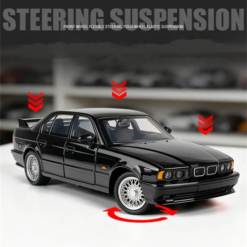 Масштабная модель спортивного автомобиля BMW M5 E34 1989 года (1:24), литая из металла, классическая, с имитацией звука и света, игрушка для детей, подарок (art.: 3920dc28c753c) - 3920dc28c753c