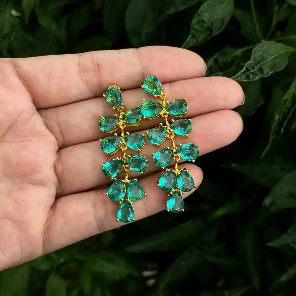 Y · YING висячие серьги для помолвки женщин с зелеными фианитами и листьями