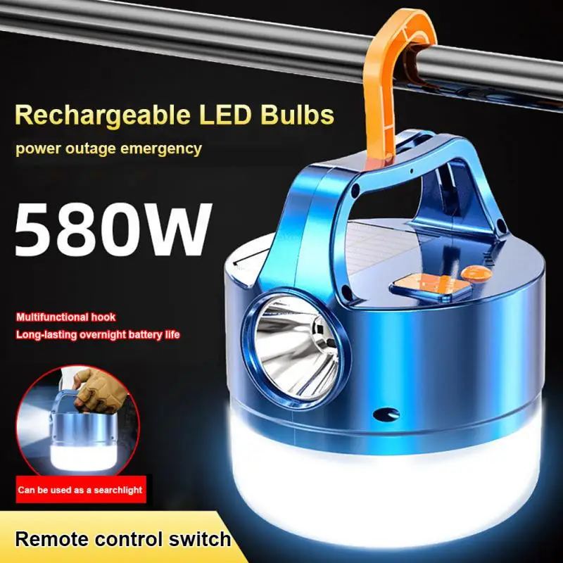 

580W Solar LED Camping Light USB Rechargeable Bulb For Outdoor Tent Lamp Portable Lanterns Emergency Lights For BBQ Hiking