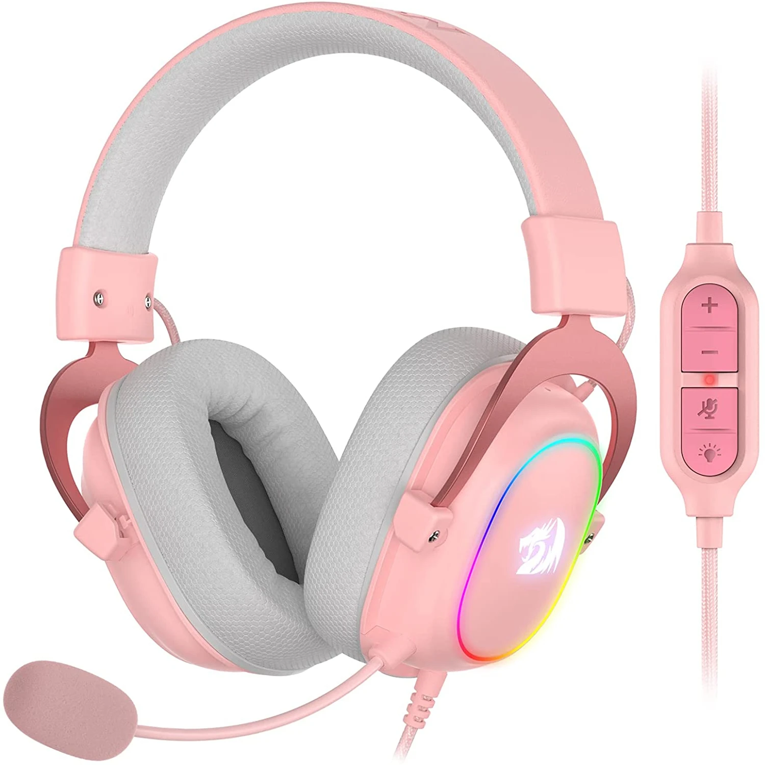 Redragon Pink Earpiece RGB Wired Gaming Headset - 7.1 Surround Sound Multi Platforms  Headphone  USB Powered  for PC/PS4/NS