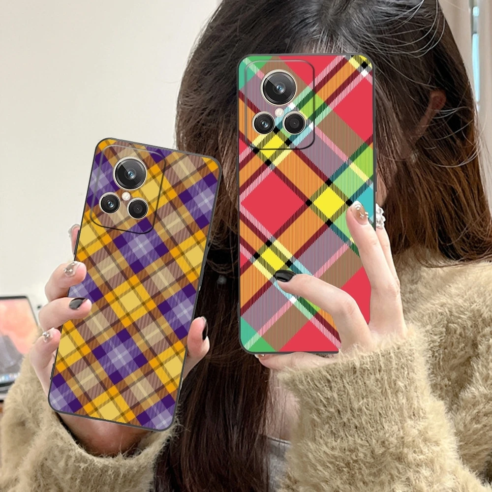 Lattice Grid Texture Mobile Cell Phone Case for Realme GT 2 9i 8i 7i Pro X50 X2 C35 C21 C20 C11 C3 Black Soft Cover Shell