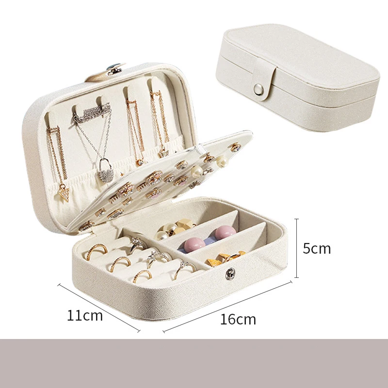 2022 Portable Jewelry Box Jewelry Organizer Display Travel Jewelry Case Boxes Button Leather Storage Zipper Jewelers Joyero
