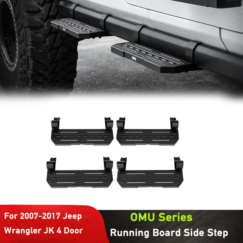 Фото Аксессуары для внедорожников 4x4: алюминиевые подножки OMU для Jeep Wrangler JK 4-дверный с боковыми порогами Rubicon OEM, 2007-2017 гг.