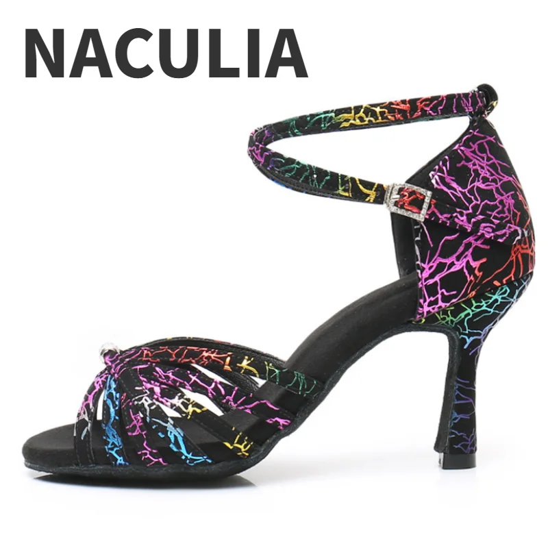 2023 New Latin Dance Shoes Women High Heel Colorful Tango/Ballroom/Latin Dancing Shoes Professional Shoes For Girls Ladies 8.5CM