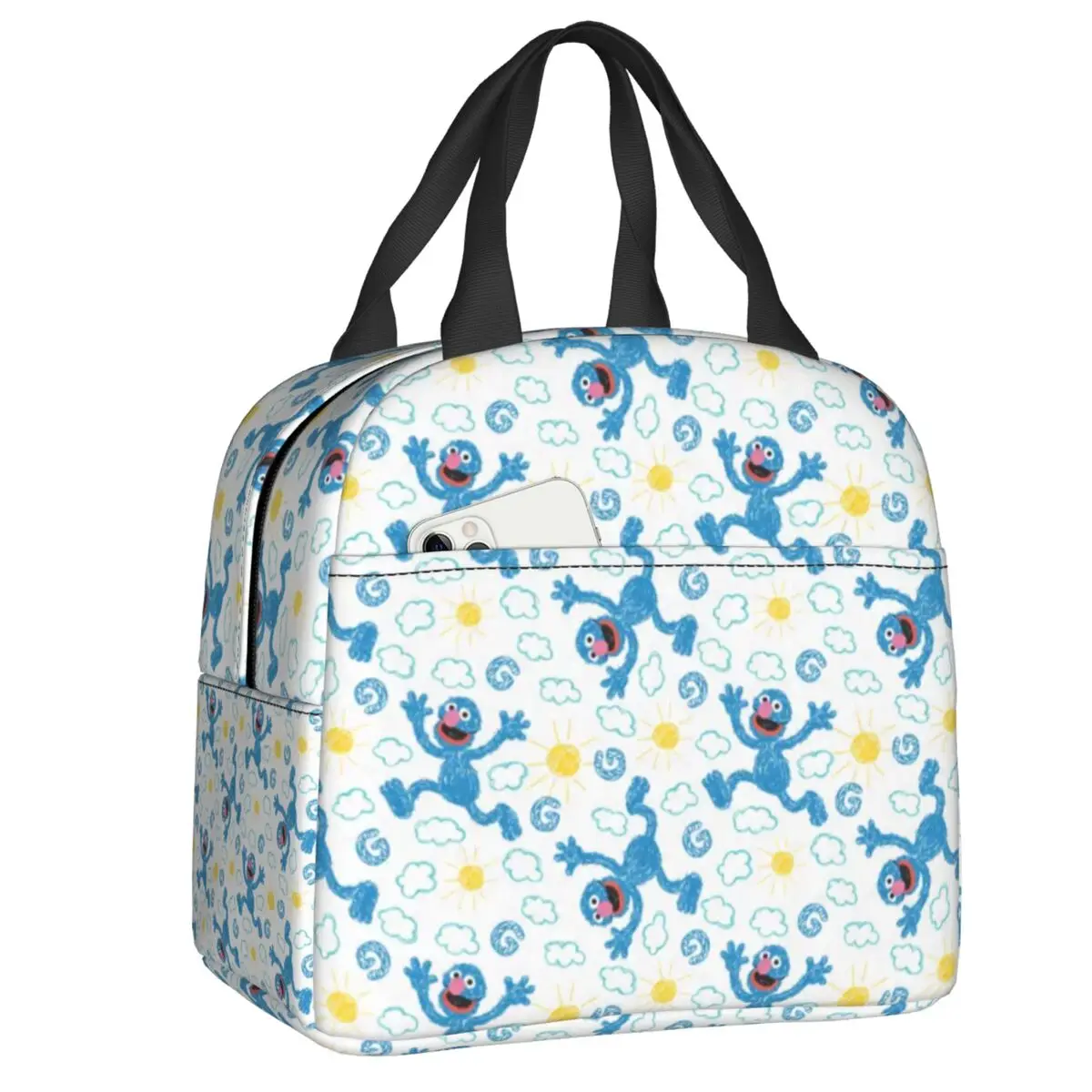 

Изолированная сумка для ланча с изображением печенья монстра мультяшная Улица Сезам переносной охладитель термальный Ланч-бокс для еды су...