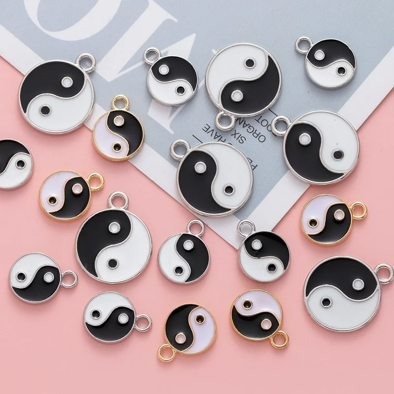 

10pcs/Lot Enamel Yin Yang Tai Chi Gossip Charms for Jewelry Making Drop Earrings Pendant Necklaces DIY Bracelets Accessories
