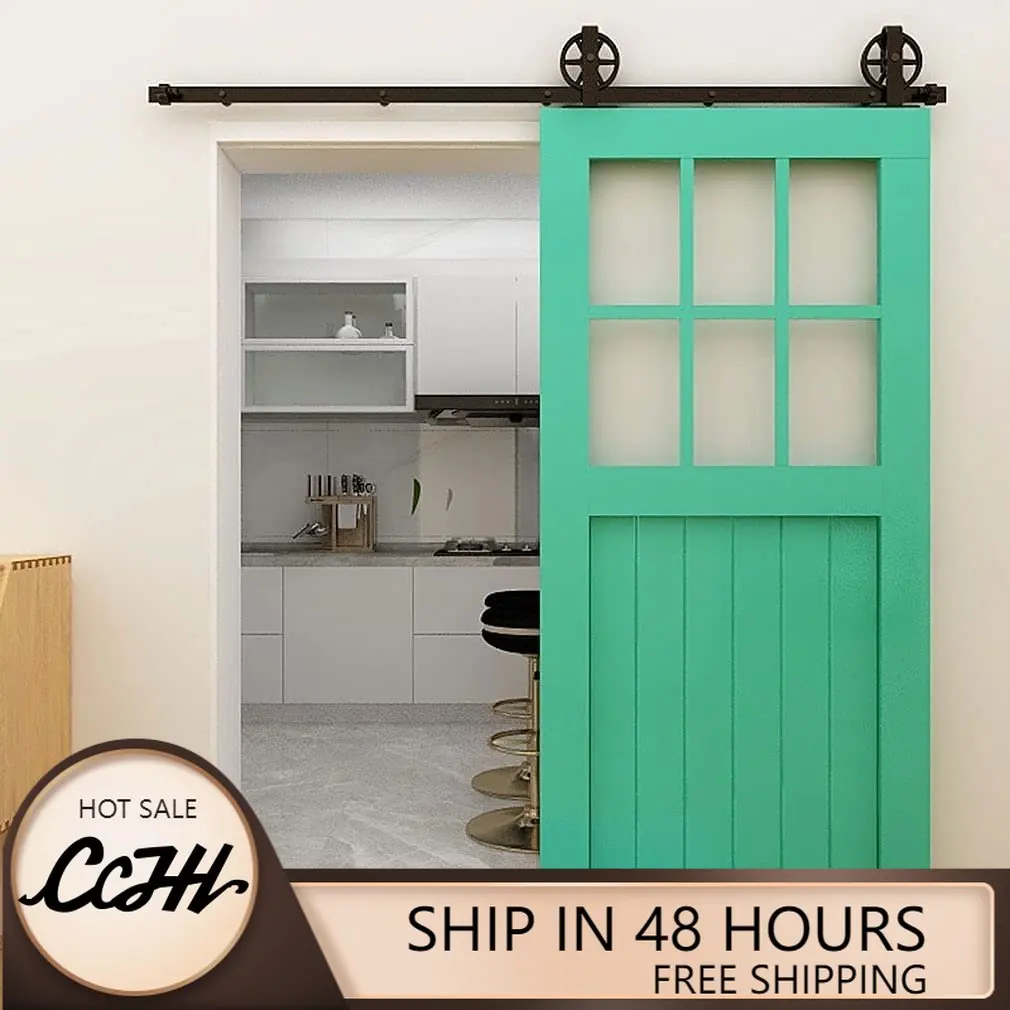 

Sliding Barn Door Hardware Kit Heavy Duty Smoothly and Silently Easy to Install Fit Single Door Panel Single Big Wheel T-Shaped