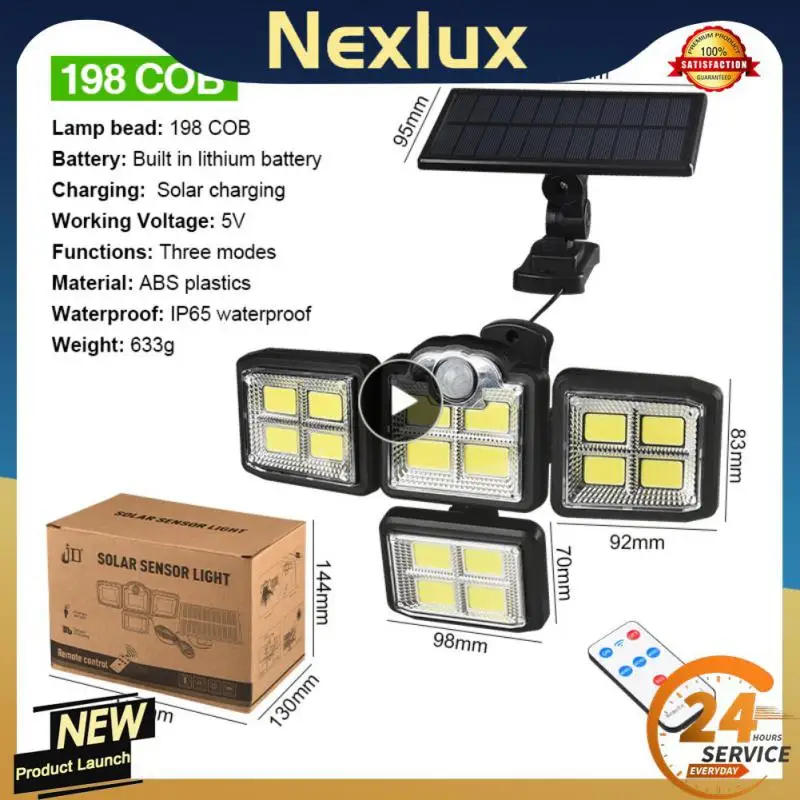 

LED Solar Lights Outdoor 4Head Motion Sensor Solar Powered Lamp Wide Angle Illumination Waterproof Wall Lamp Garden Street Light