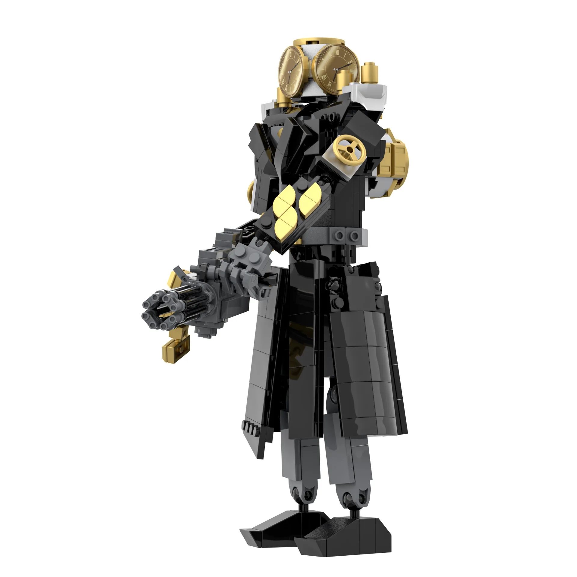 MOC Skibidi Туалет Черный Машинный Пистолет Футуристические Часы Человек Модель