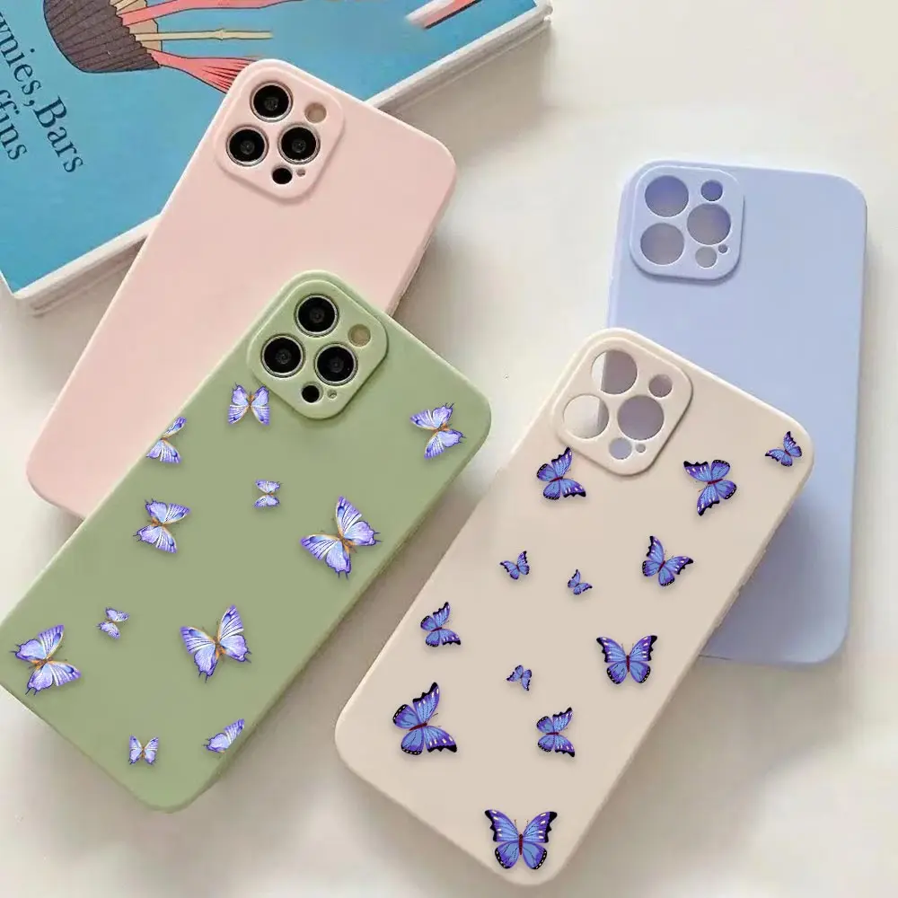 

Colorful Romantic Butterflies Colorful Liquid Phone Case For iPhone Apple 14 13 11 12 X XS 7 8 Pro Plus Max Mini SE Hand Strap