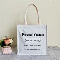 personal custom women handbag quality fabric tote diy logo texts photos print top handle bags with coin purse gift
