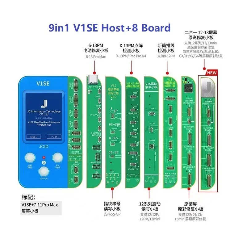 

9in1 JC V1S V1SE Board Battery Flex Home Face ID LCD for iPhone 13 True Tone Programmer X 11 12 13 Pro Max iPad Repair Tools Kit