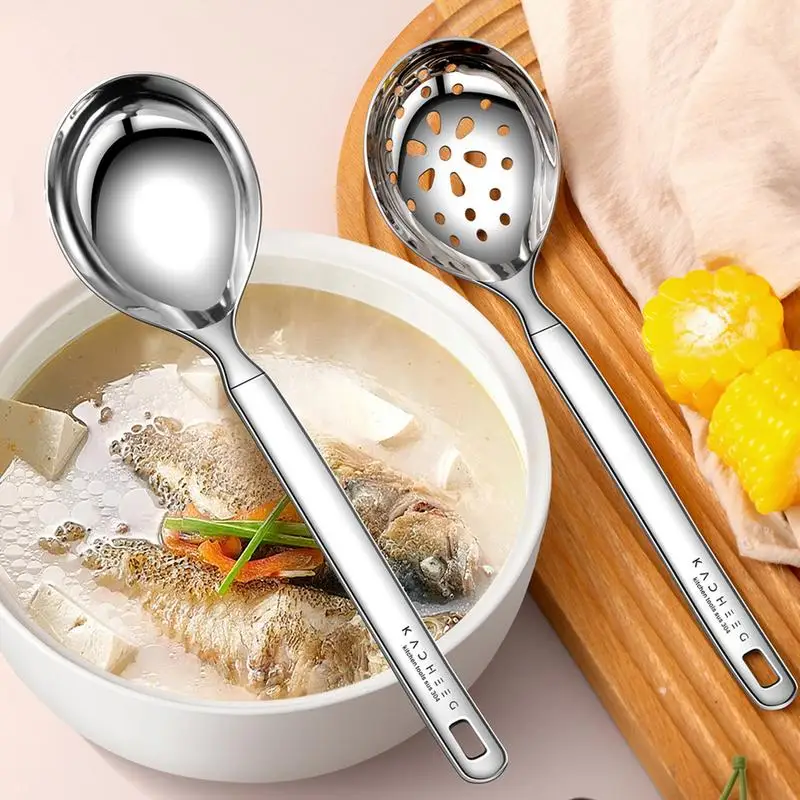 

Multi-Purpose Cooking Spoons with Stainless Steel Oil Separator Ladles Skimmer For Kitchen Soup Spoons for Hot Chocolate Cereals