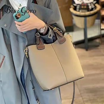 Brand Design Luxury Ladies Bucket TOGO Genuine Leather Shoulder Bag Large Capacity Crossbody Bags 2022 Trend Female Handbag