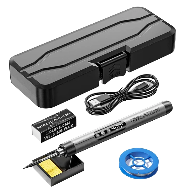 

Комплект светодиодных цифровых электрических паяльников 3s, быстрый нагрев, 1000 мАч, беспроводная регулируемая температура 300-420 ℃ Сварочный инструмент для пайки