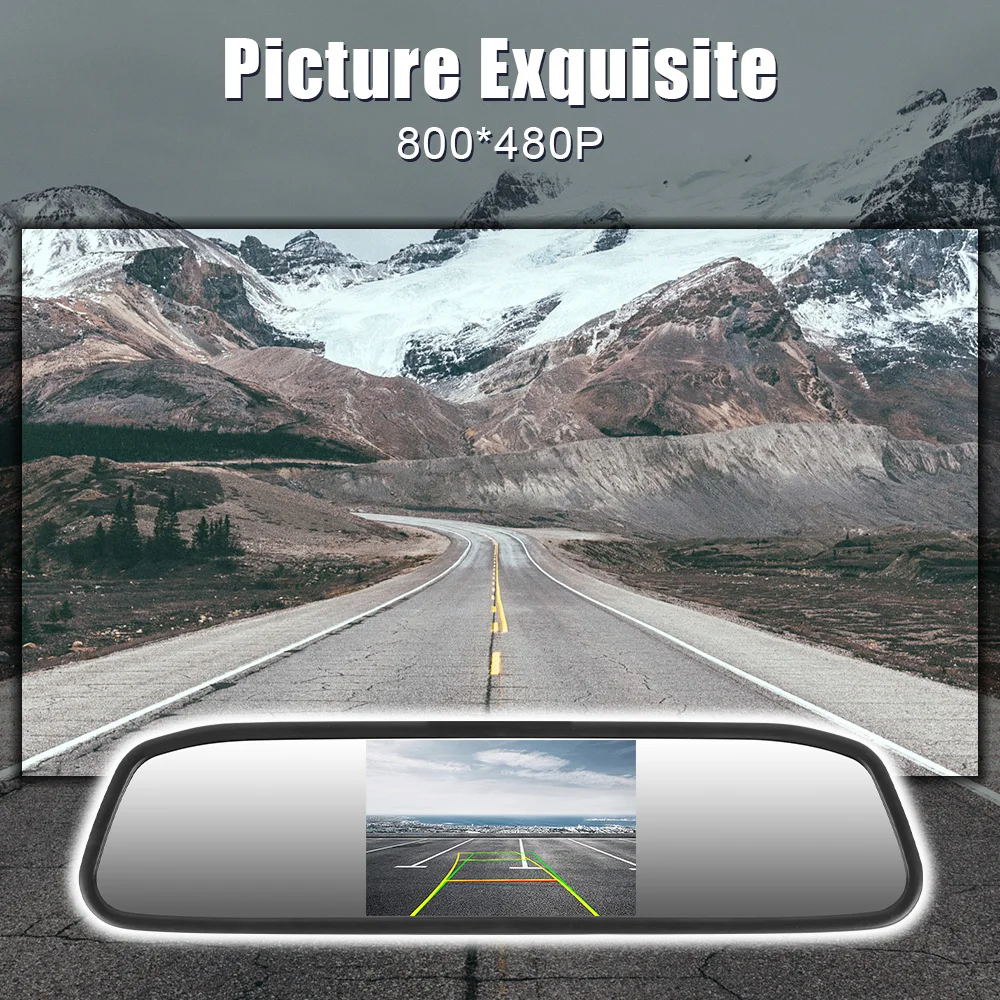 12V Car Reversing Monitor Interior Mirror Rear View Camera Parking 4.3inch Screen HD Display PDC Parktronics Vehicle Accessories