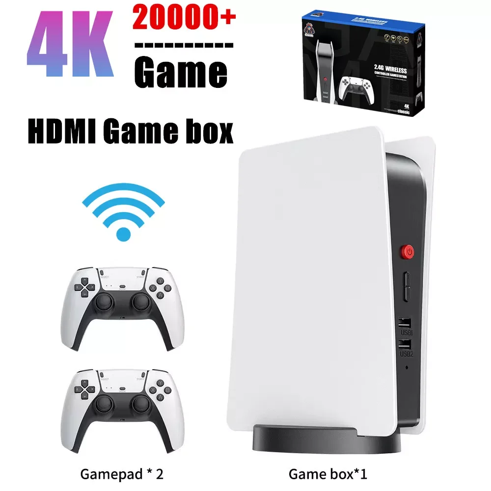 

Retro Tv 4k Video Game Box Console Gamebox 20000 Games Wireless Controllers Built Speaker for PS1/CPS/FC/GBA Arcade Gaming Stick