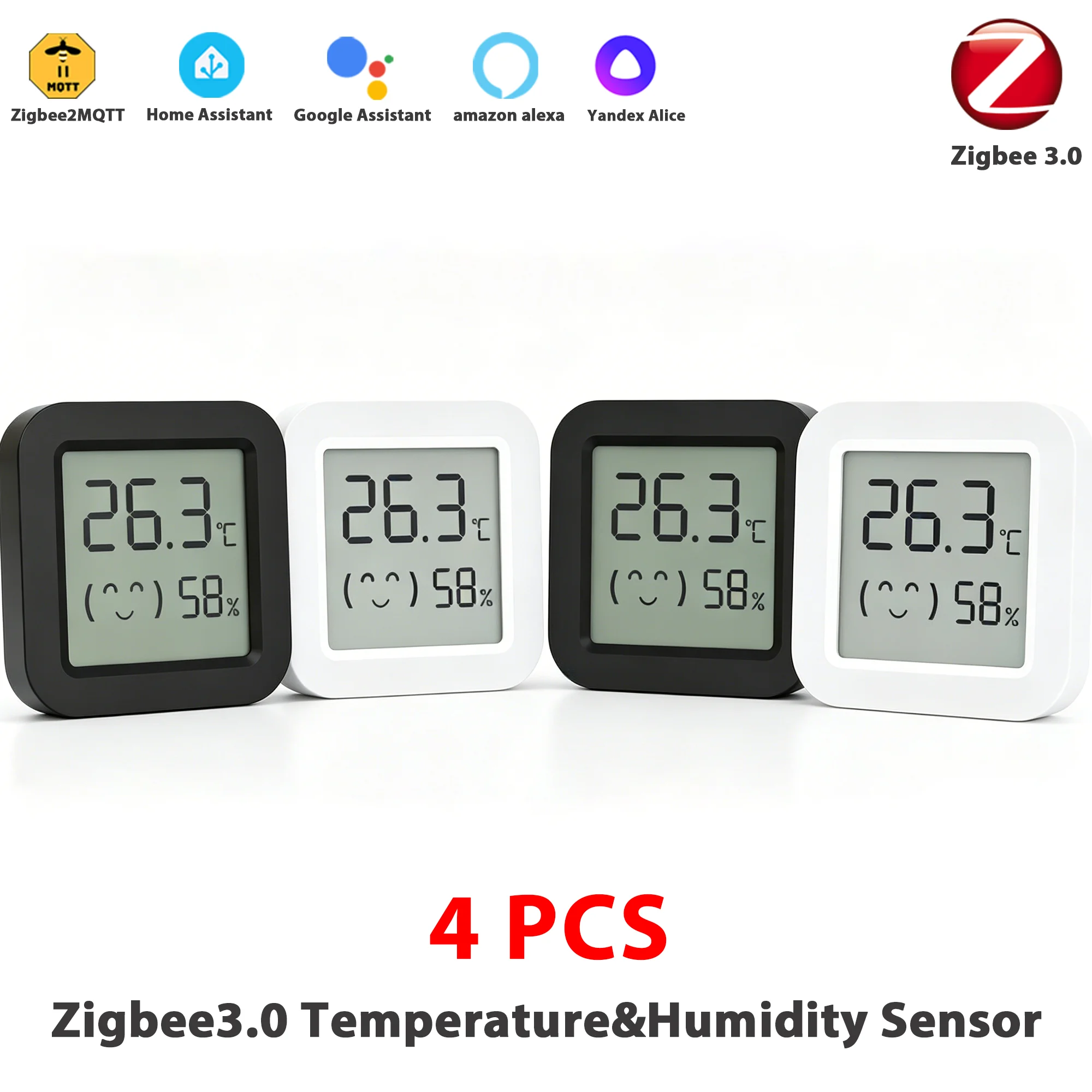 Фото Умный датчик температуры и влажности Zigbee 3.0 с ЖК-дисплеем, мини-термометр-гигрометр, совместимый с Home Assistant, Zigbee 2MQTT, Yandex, ZHA №1
