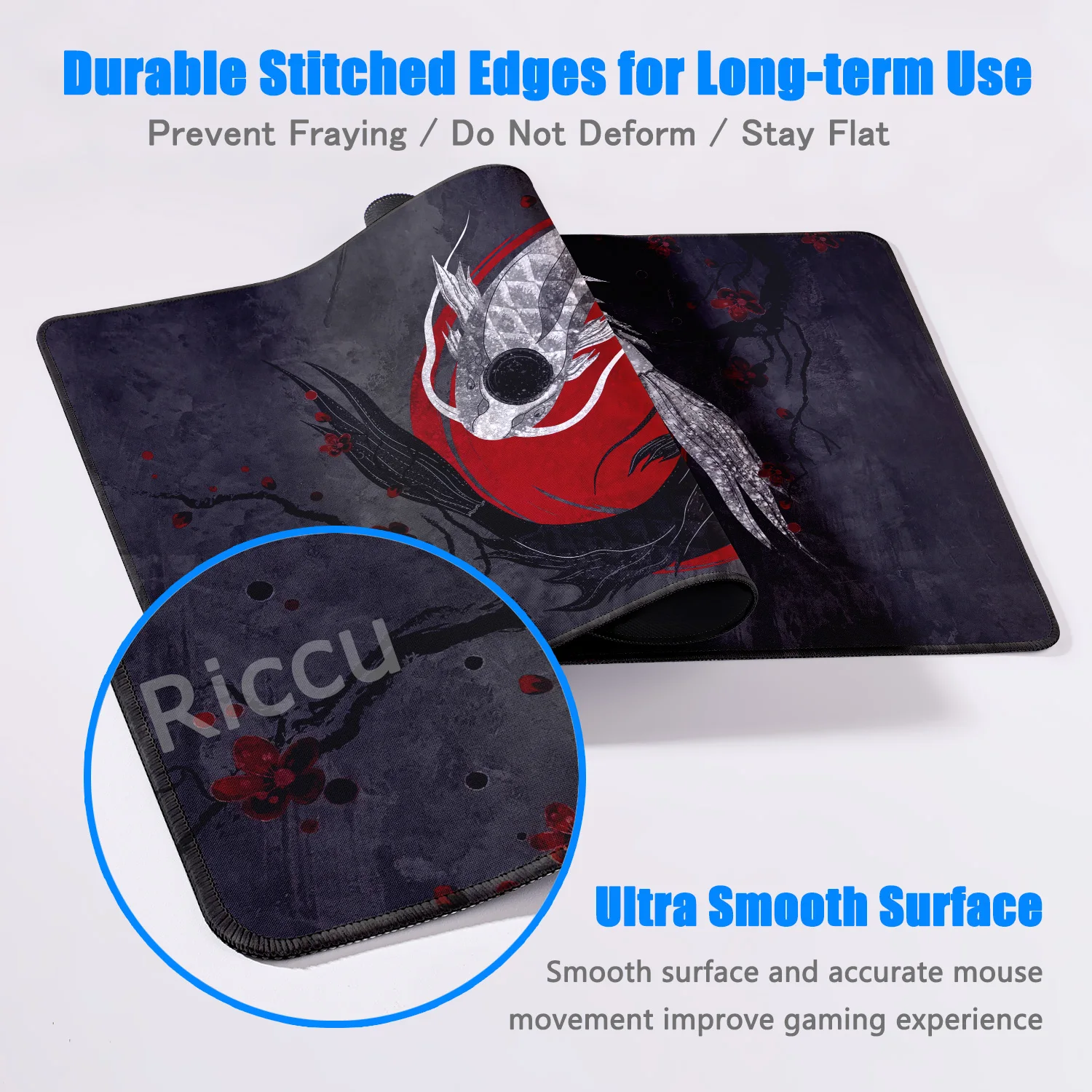 Anime MousePad Koi Fish Yin-yang Lock Edge Mouse Pad Computer Gaming Accessories Antislip Tapis De Souris Mausepad Keyboard Desk