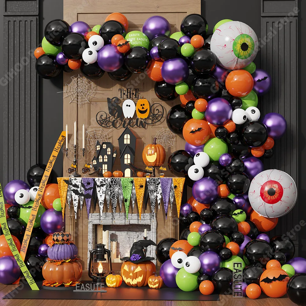 135 шт. комплект гирлянд из воздушных шаров для глазного яблока на Хэллоуин черные