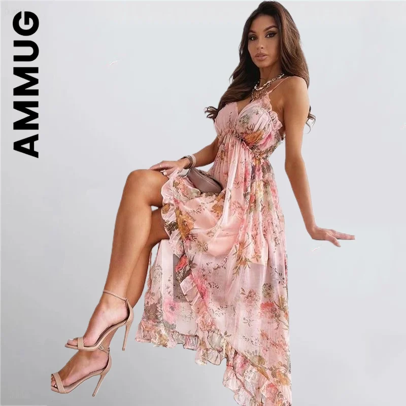 Новинка богемное платье Ammug на бретелях-спагетти стильные вечерние платья