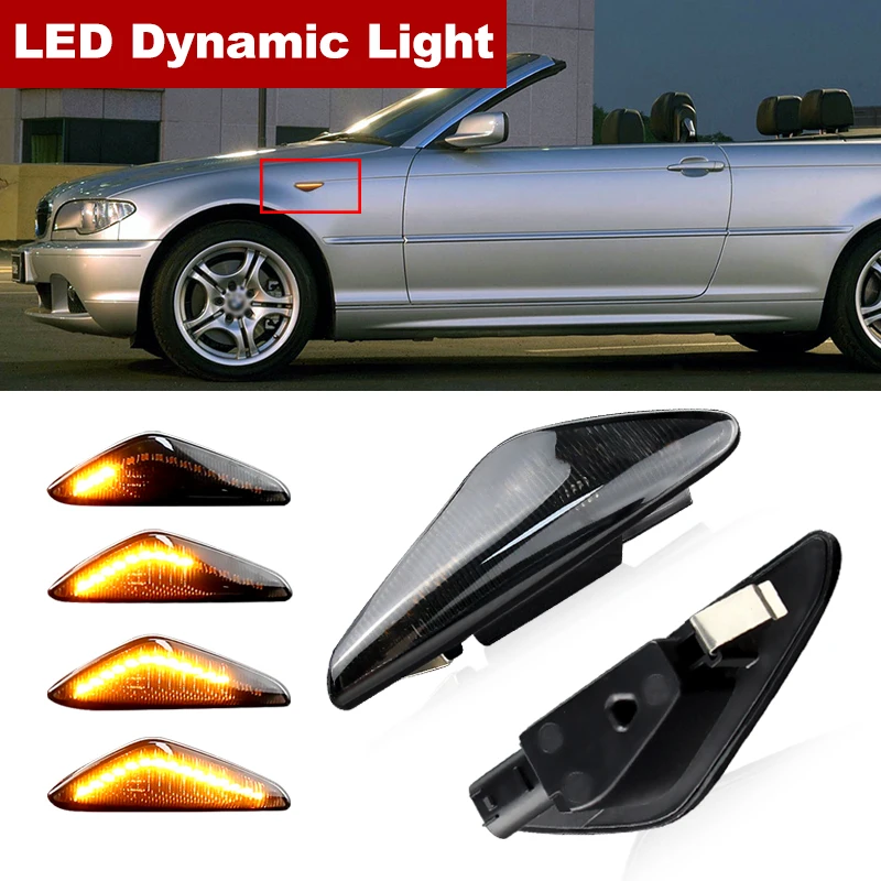 2x Smoked Led Side Mirror Dynamic Turn Signal Sequential Indicator Blinkers For BMW 3 Series E46 316Ci 318Ci 320Cd 320Ci 323Ci