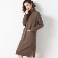 sweater female spring autumn new solid color turtleneck pocket pullover fashion commuter dress knitted top womens clothing m134
