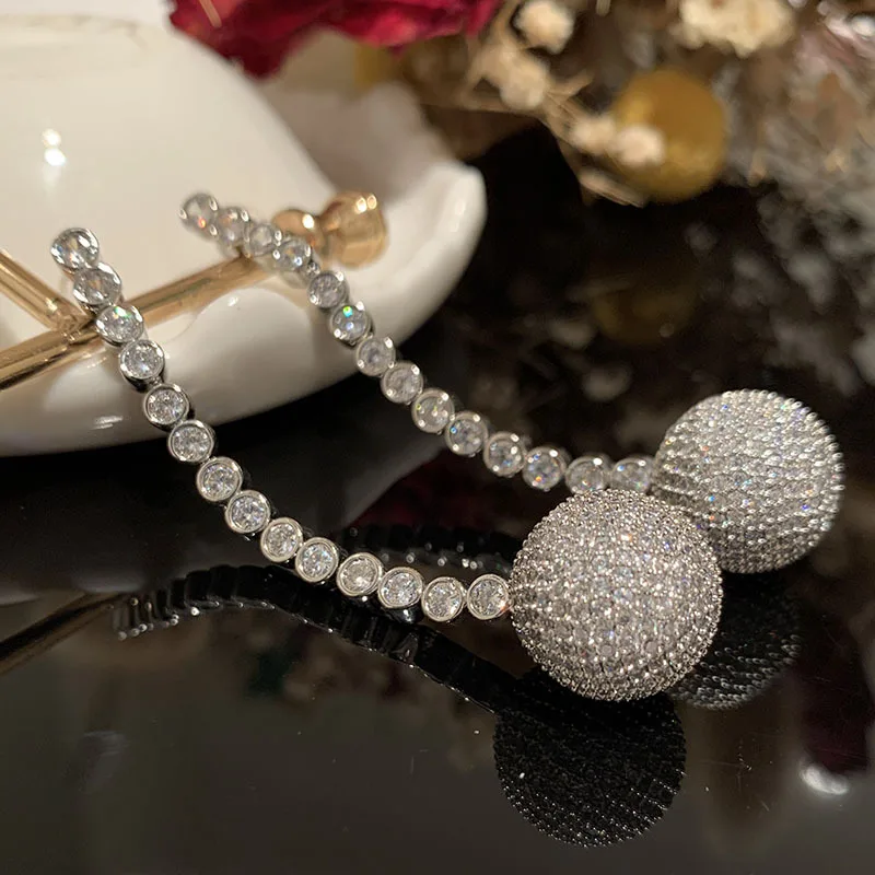 Роскошные циркониевые свадебные серьги с фианитами серьги-подвески для невесты