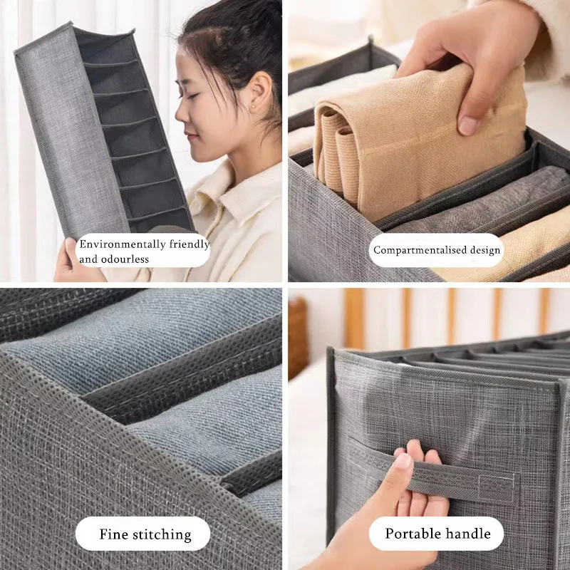 

Divider Jeans Wardrobe Clothes Storage Box Closet Organizer Drawer Bras Underwears Sock Storage Bags Household Finishing Bags
