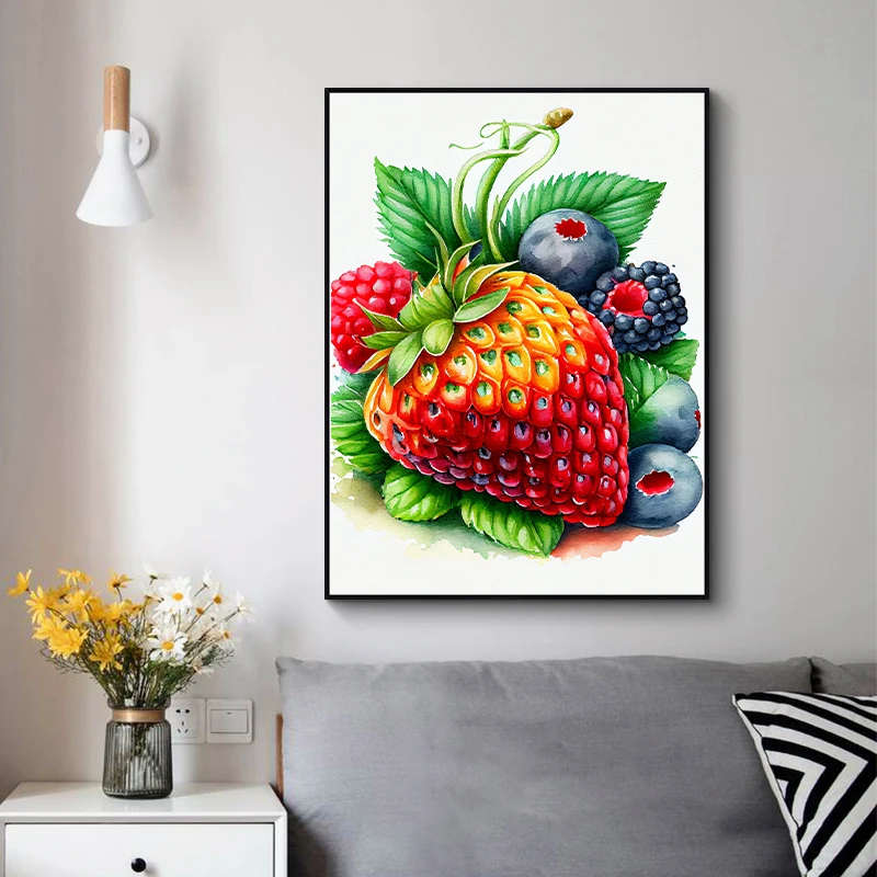 Дыня клубника малина слива фрукты рандомная Картина на холсте Настенная картина