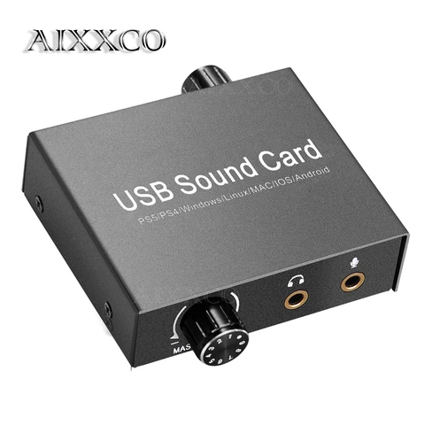 AIXXCO USB-C звуковая карта, внешняя звуковая карта 3,5 мм для ПК, ноутбука, PS4, гарнитуры, USB звуковая карта