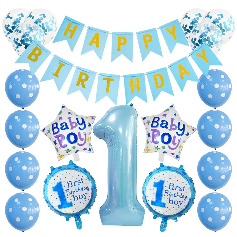 

Набор для детского дня рождения, розовая, синяя цепочка для воздушных шаров, украшение для 1-го дня рождения, набор с цифрами