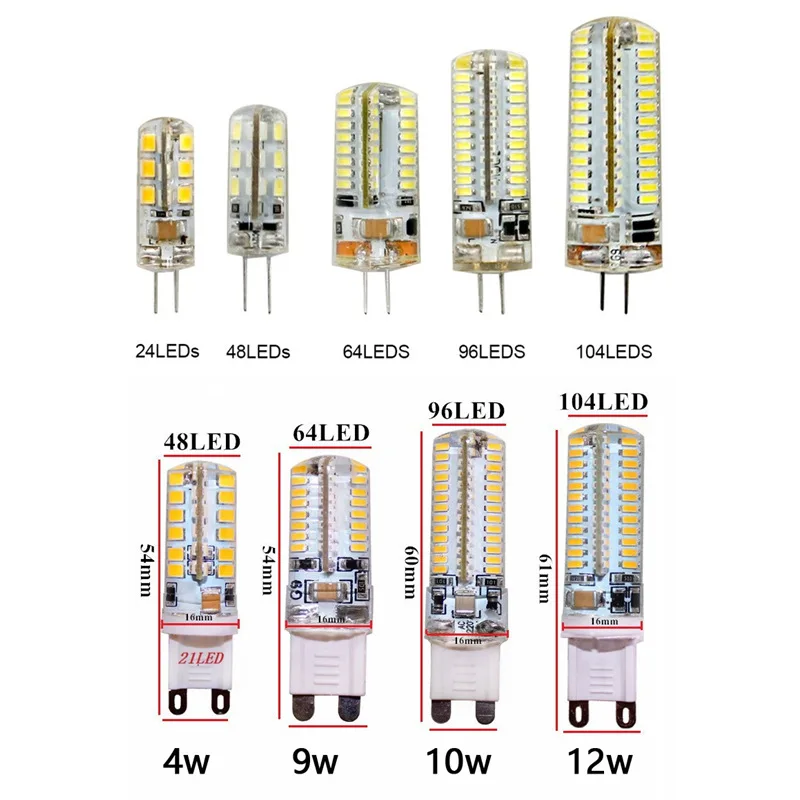 High quality Dimmable 10pcs AC220V G9 7W 9W 10W 12W 240V LED  Bulb SMD 2835 3014 LED g9 light Replace 30/40W halogen lamp light