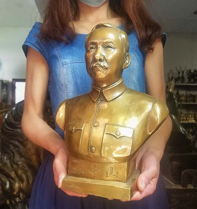 TOP Collection ART --CHINA отец нации Великий лидер Ят-сэн ЧЖОНГШАН ФЭН Шейь бронзовая статуя