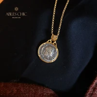 solid 925 silver byzantium coin pendant 18k gold tone roman necklace 60cm c16s21010