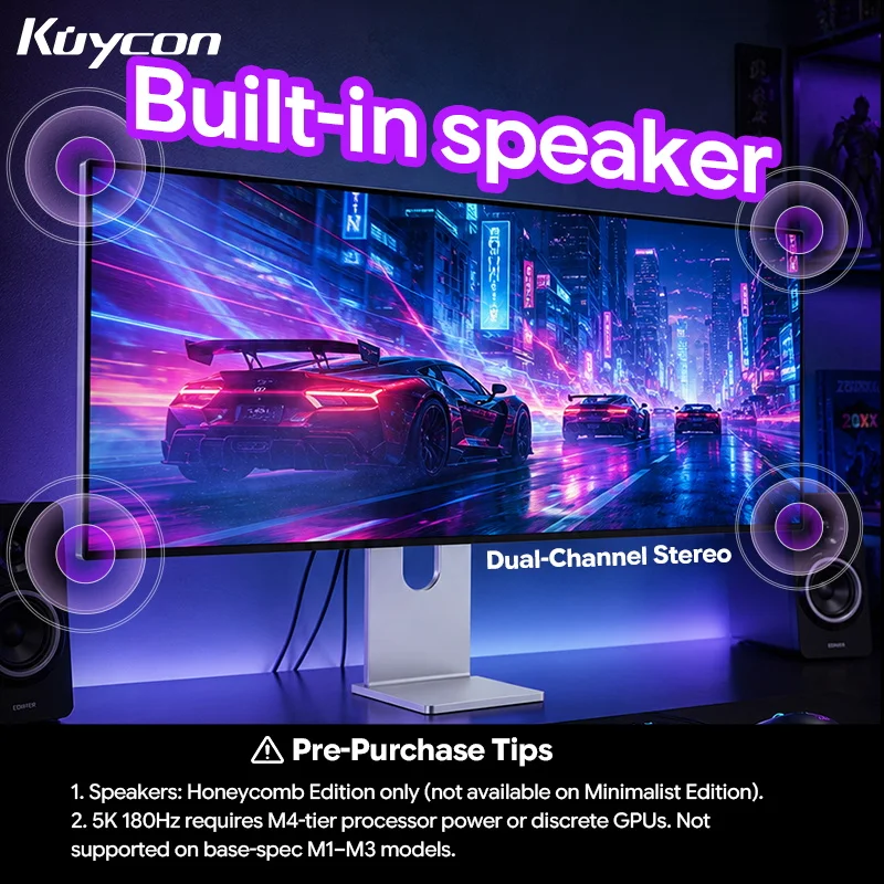 Фото Игровой монитор Kuycon W34KB 34 дюйма WUHD 180-360 Гц ультраширокий 21:9 HVA 5120x2160 HDR USB-C 100W 99% sRGB 98% DCI-P3 настольный дисплей №2