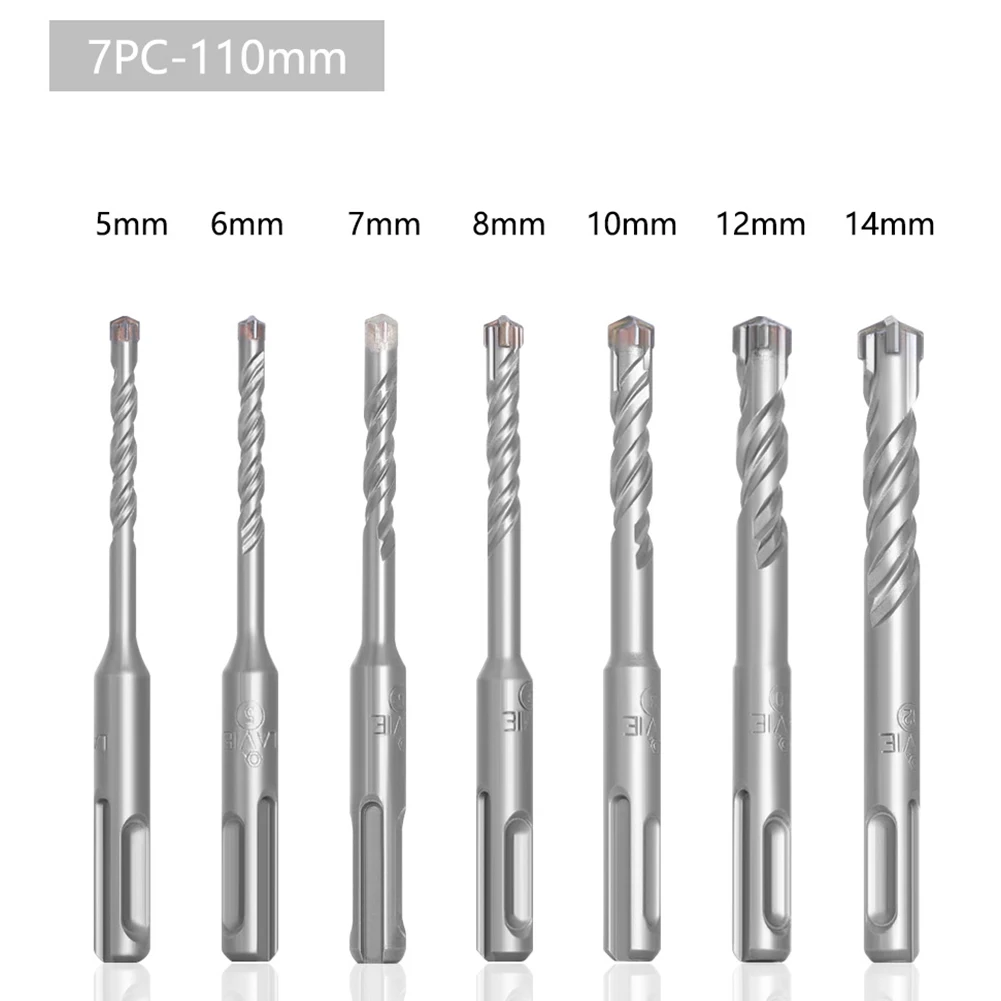 

7pcs/set Metal Drill Bit Masonry Cross Shaped For Concrete Round Shank Accessories Brick Tool Impact Cemented Carbide Cutting