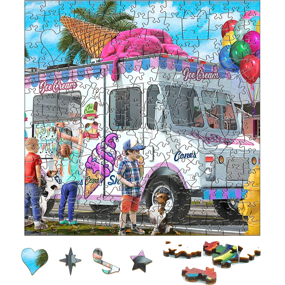 

Деревянный пазл-машина для мороженого, игрушки для взрослых, деревянные головоломки, украшение для дома, настольная игра, автомобиль, деревянный пазл для детей