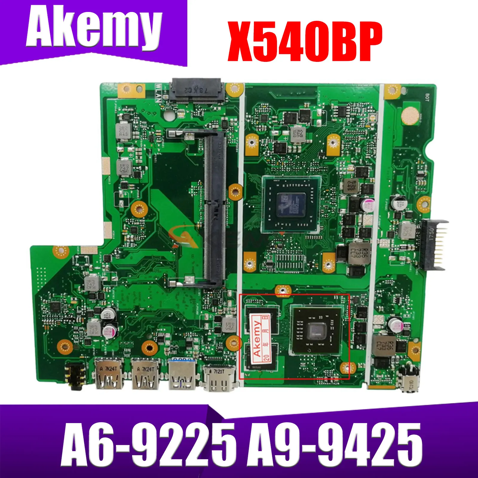 

X540BP Mainboard With AMD A6-9225 A9-9425 CPU For ASUS X540 X540BP X540BA X540B Laptop Motherboard 100% Working Well