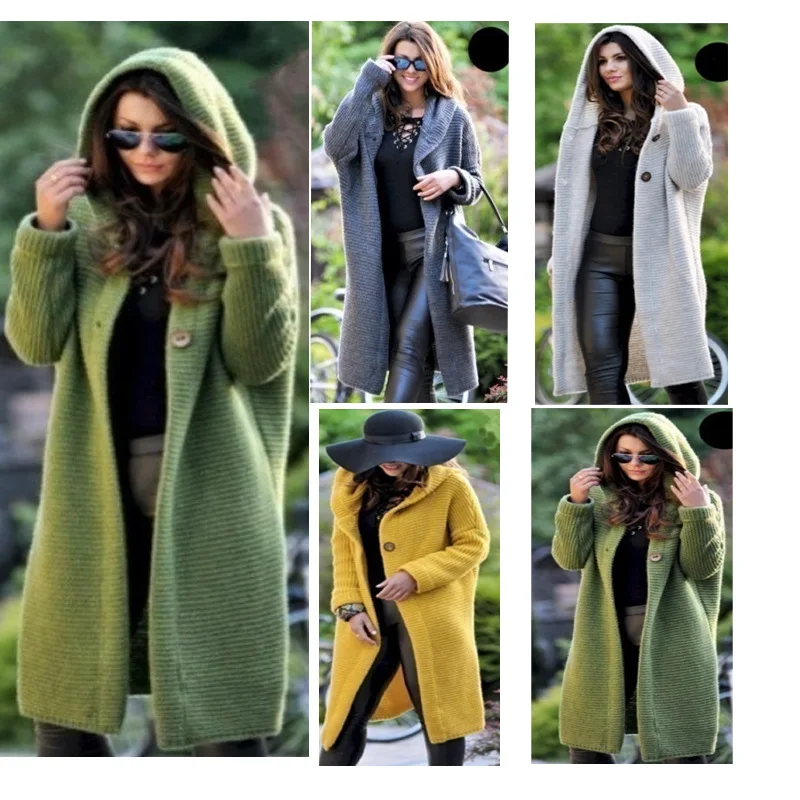 

Mid Length Sweater New Cardigan Hooded Jacket