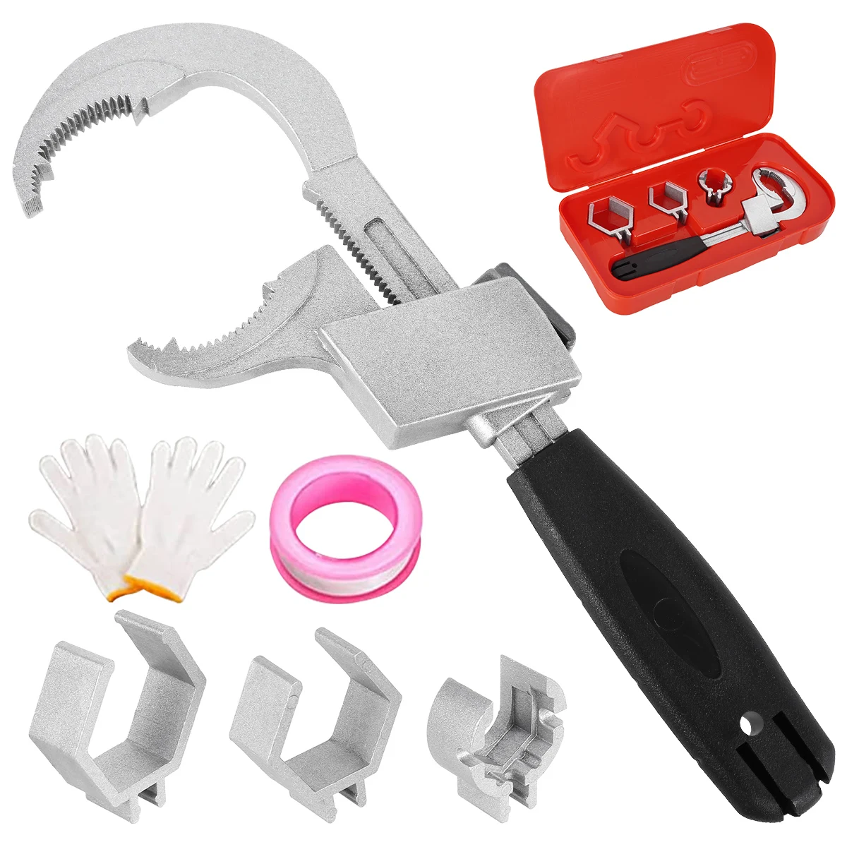 

Регулируемый гаечный ключ для раковины, большой открывающийся гаечный ключ для водопроводной трубы, эргономичный, нескользящий, сервисный ...