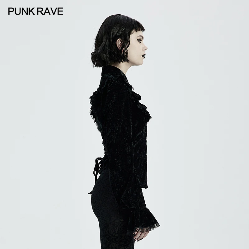 Женская винтажная блузка в стиле Панк RAVE Готическая Роскошная бархатная