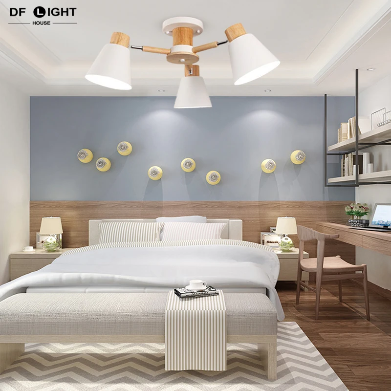 Дешево Современные бревенчатые потолочные светильники освещение спальни гостиная потолочная люстра столовая кухня домашний декор люстра отель с...