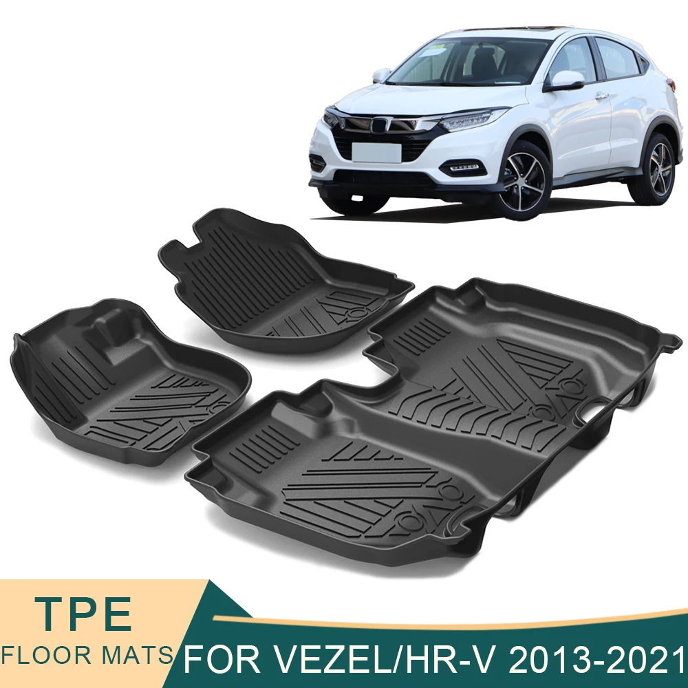 

For Honda Vezel HR-V 2013-2021 Car Floor Mats All-Weather TPE Foot Mats Odorless Pad Waterproof Tray Mat Interior Accessories