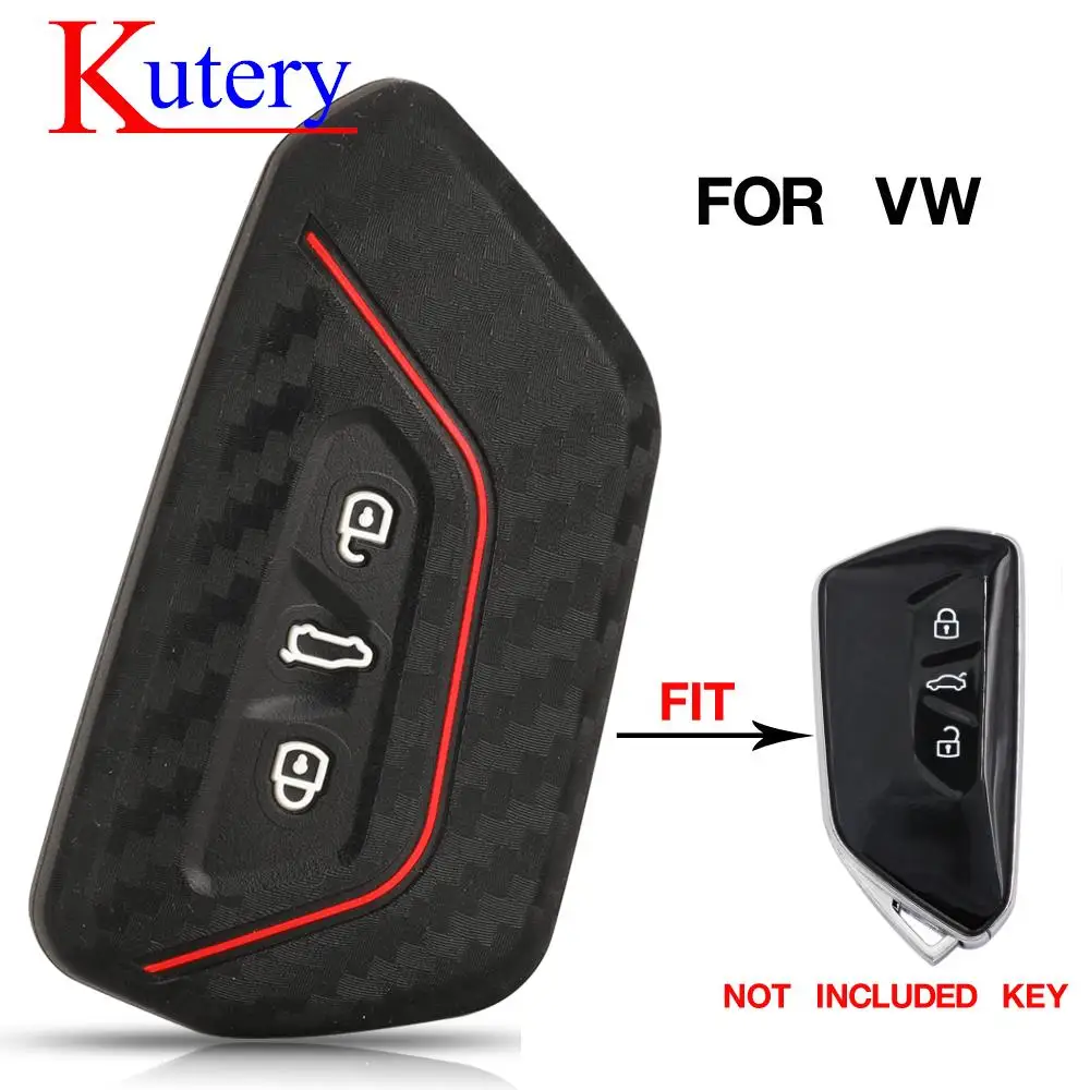 

Kutery 10PCS Carbon Silicone Key Protect Case Car For VW Volkswagen Golf MK8 ID3 Polo Tiguan Skoda Superb Octavia SEAT Leon
